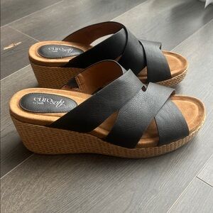 Eurosoft Kailani Black Crisscross Wedge Sandals Comfort Open Toe Size 10